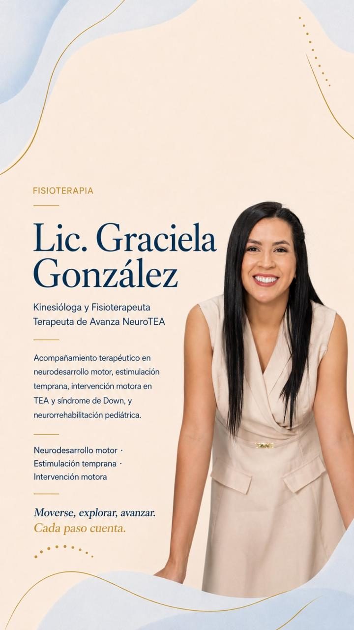 Ficha profesional de la Lic. Graciela González, kinesióloga y fisioterapeuta: neurodesarrollo motor e intervención en TEA y síndrome de Down